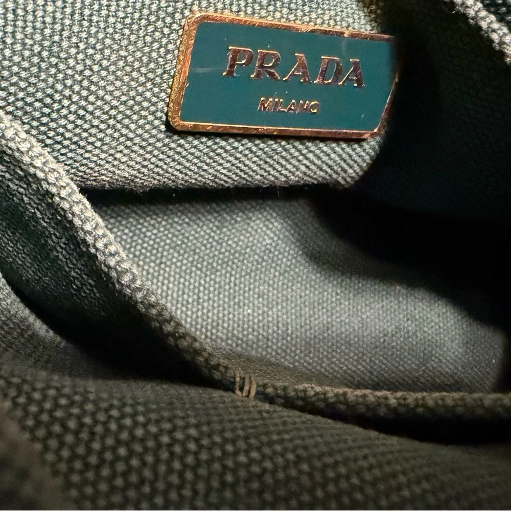 Prada Milano Teal & Forest Green Canapa Tote Bag - Picture 15 of 16